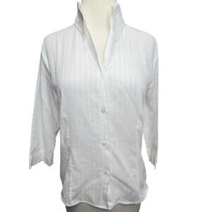 Naracamicie Blouse Shirt Womens S White Pinstripe‎ Career Office Business Italy